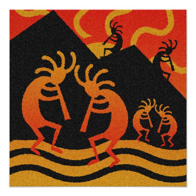 Southwestern Desert Sunset Kokopelli Poster (Vorderseite)
