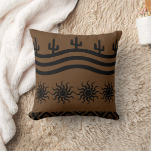 Southwestern Design Oreiller noir et Brown