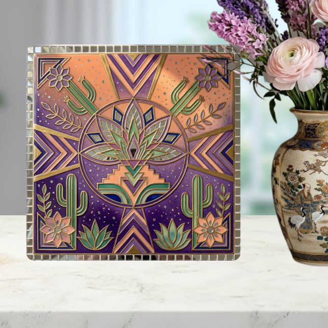 Southwestern Geometric Floral Cactus Desert Fliese (Von Creator hochgeladen)