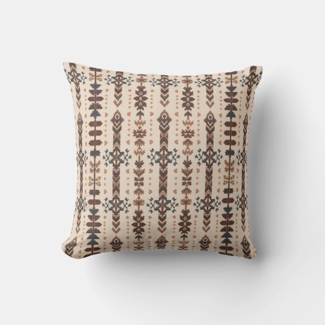 Southwestern Geometric Tan and Brown Kissen (Vorderseite)