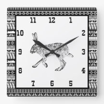 Southwestern Jackrabbit and Geometric Patterns Squ