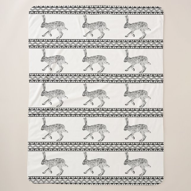 Southwestern Jackrabbit Black and White Geometric Sherpadecke (Vorderseite)