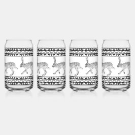 Southwestern Jackrabbit Black & White Geometric Dosenglas