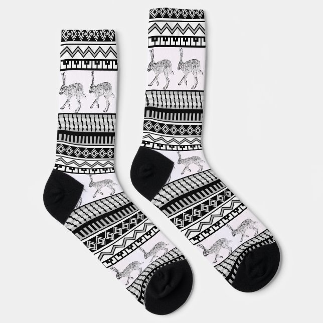 Southwestern Jackrabbit und geometrisch gestreift Socken (Rechts)