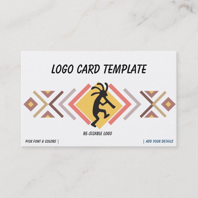 Southwestern Kokopelli Logo Business Card Visitenkarte (Vorderseite)