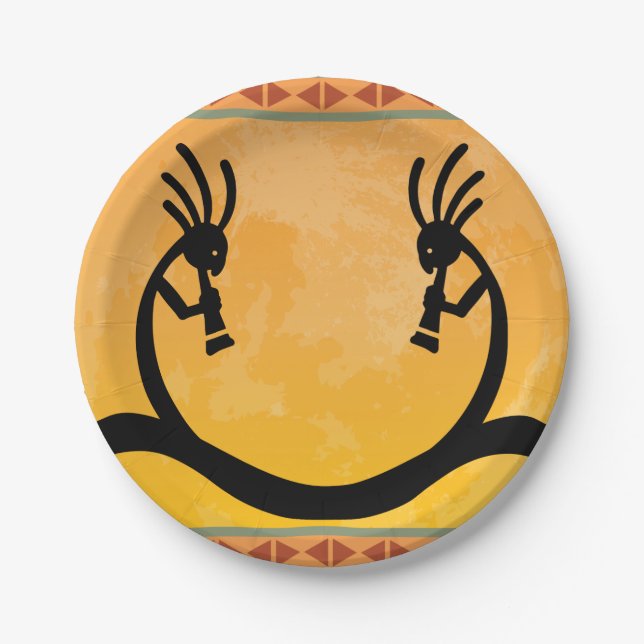 Southwestern Moon Kokopelli Pappteller (Vorderseite)