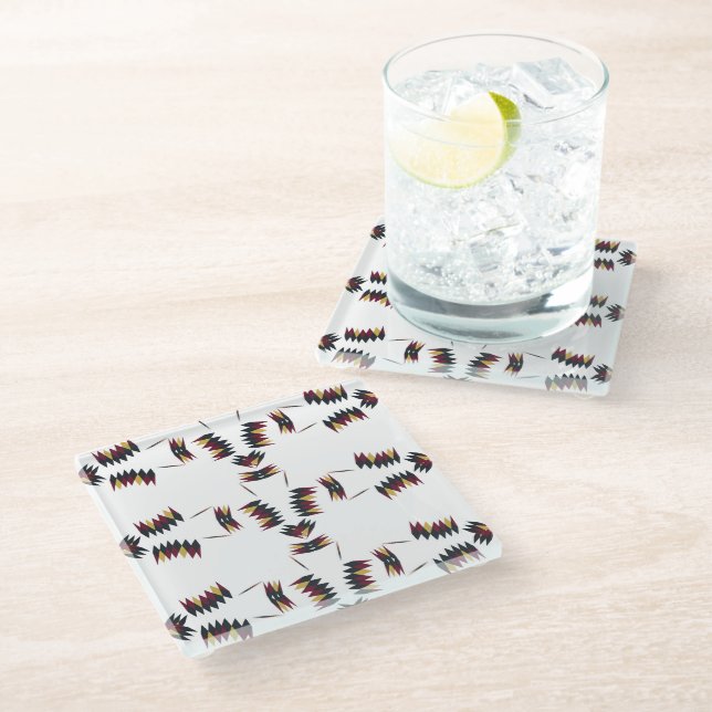 Southwestern Native Art Pattern Glasuntersetzer (Schrägansicht)