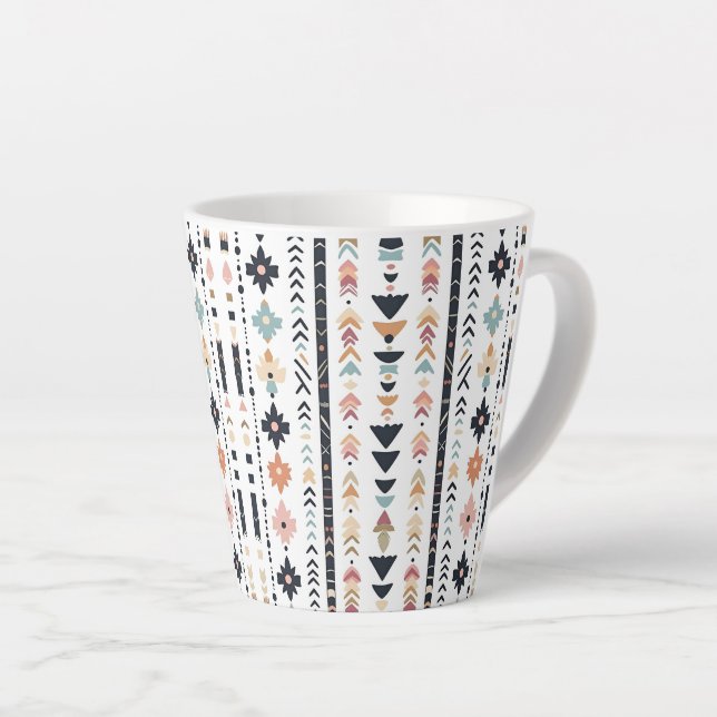 Southwestern Navajo Inspired Geometric Cream Teal  Milchtasse (Rechte Ecke)