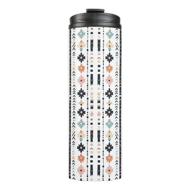 Southwestern Navajo Inspired Geometric Cream Teal  Thermosbecher (Vorderseite)