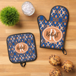 Southwestern Oasis Aztec Geometric Ofenhandschuh & Topflappen-Set