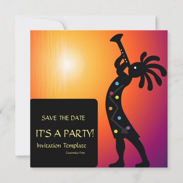 Southwestern Party Sunset Kokopelli Einladung (Vorderseite)