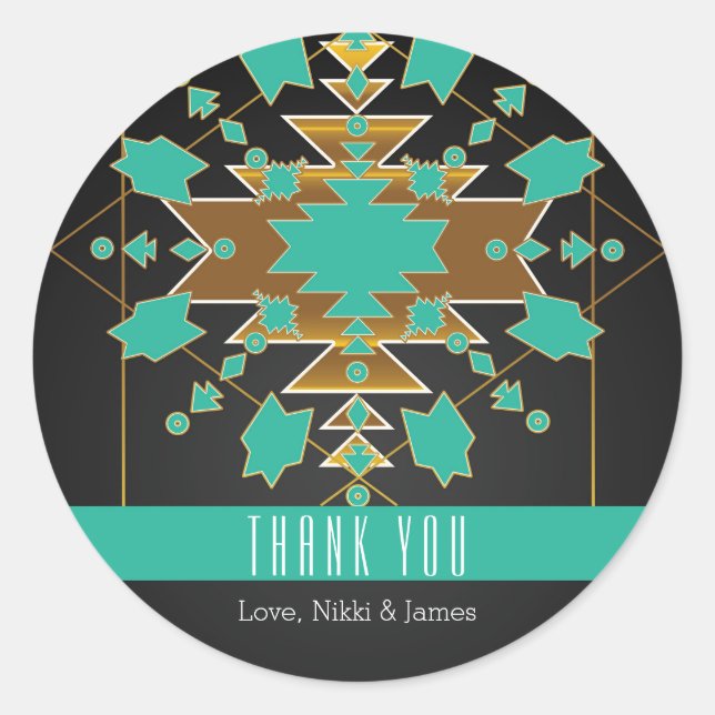Southwestern Ranch Türkise Black Gold Stickers (Vorderseite)