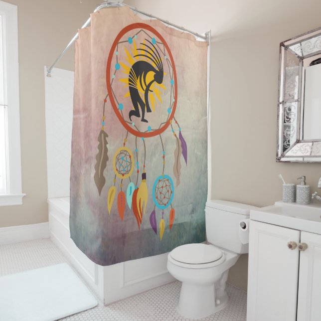 Southwestern Sun Kokopelli Dreamcatcher Duschvorhang (Beispiel)