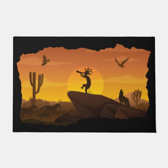 Southwestern Sunset Kokopelli Doormat Fußmatte (Vorderseite)