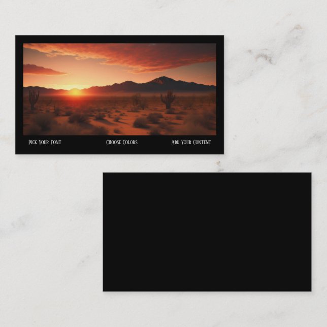 Southwestern Sunset Wüste Business Card Visitenkarte (Vorne/Hinten)