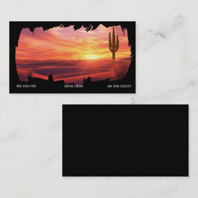 Southwestern Sunset Wüste Business Card Visitenkarte (Vorne/Hinten)