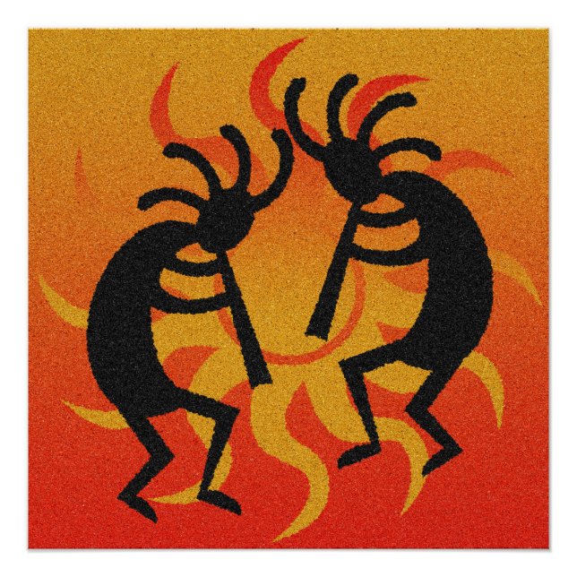 Southwestern Tribal Desert Sun Kokopelli Poster (Vorderseite)