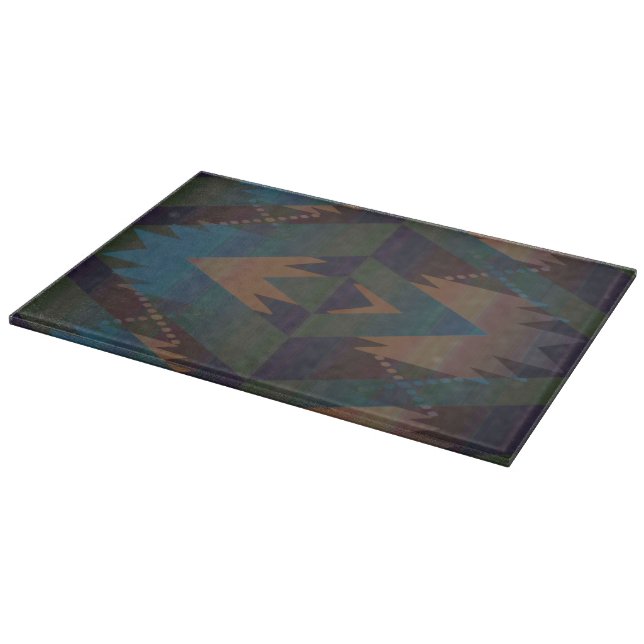 Southwestern Tribal Design Glass Cutting Board Schneidebrett (Ecke)