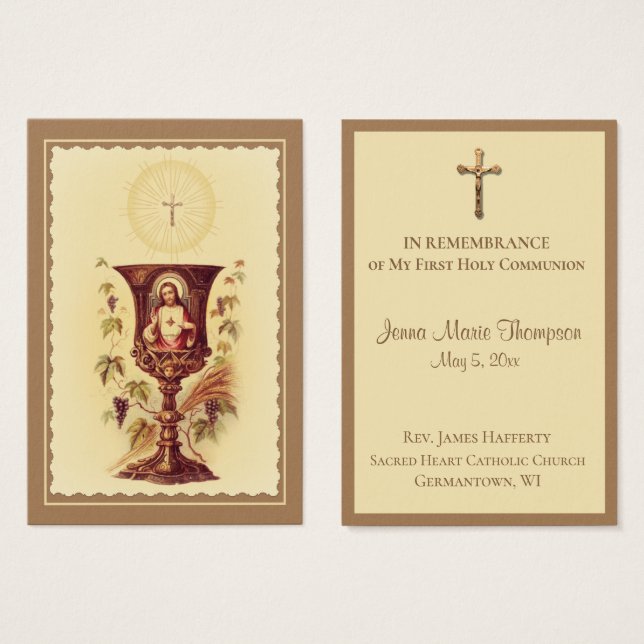 Souvenir Carte Sainte Chalice Première Communion S (Devant & derrière)