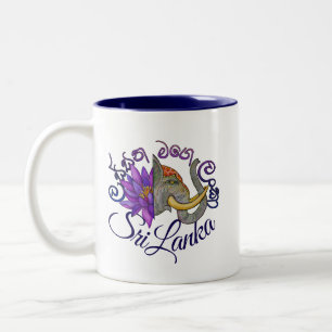Souvenirs aus Sri Lanka mit Elephant und Lotus Zweifarbige Tasse