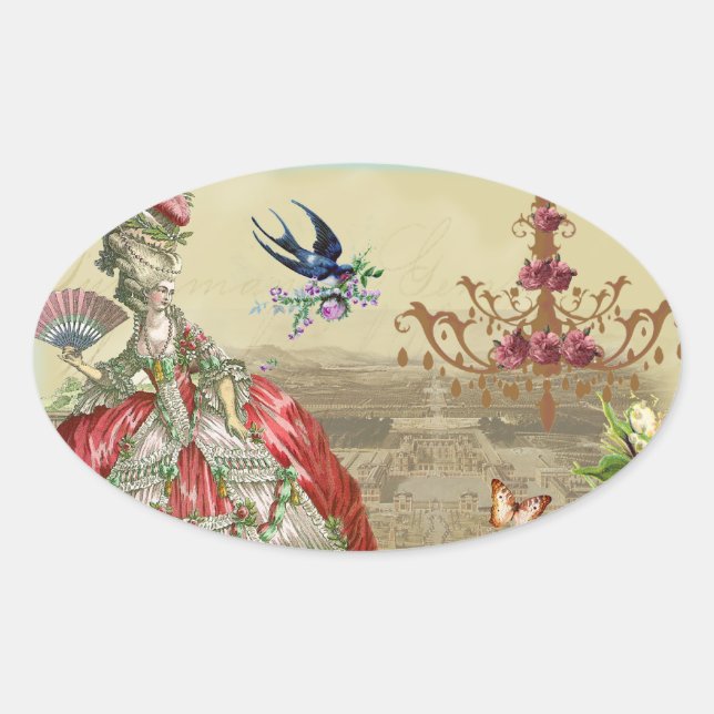 Souvenirs de Versailles Ovaler Aufkleber (Vorderseite)