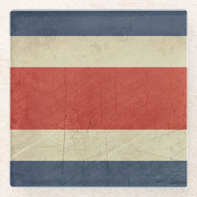 Souveräne Staatsflagge des Grunge von Costa Rica Glasuntersetzer (Vorderseite)