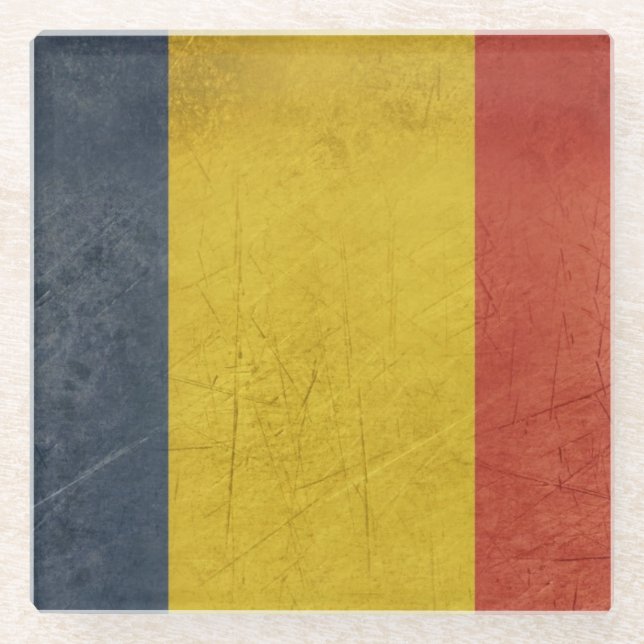 Souveräne Staatsflagge des Grunge von Rumänien Glasuntersetzer (Vorderseite)