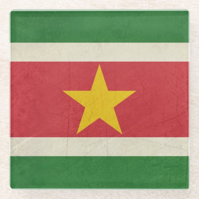 Souveräne Staatsflagge des Grunge von Surinam Glasuntersetzer (Vorderseite)