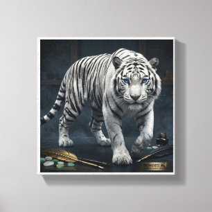 Souveräner Tiger" Majestätischer Weißer Tiger, fei Leinwanddruck