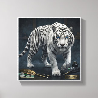 Souveräner Tiger" Majestätischer Weißer Tiger, fei Leinwanddruck