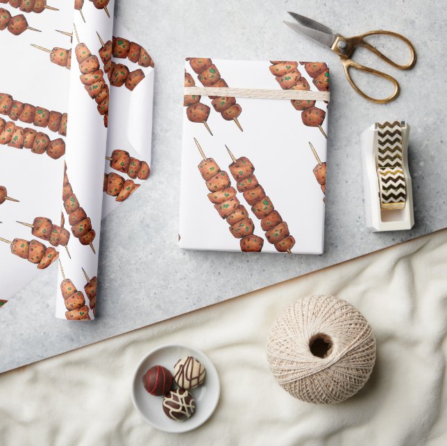 Souvlaki Fleisch Schweinefleisch Skewer Griechisch Geschenkpapier (Kunsthandwerk)