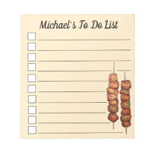 Souvlaki Fleisch Schweinefleisch Skewer Griechisch Notizblock