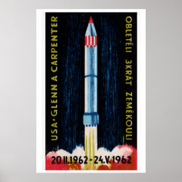 Soviet Rocket Launch 1962 Astronaut - Matchbox Poster