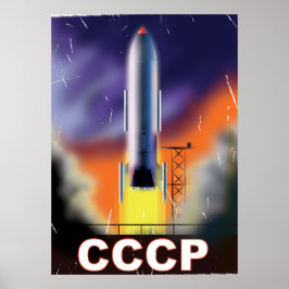 Soviet Union Retro Space Rocket Poster