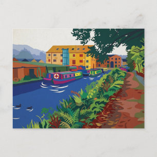 Sowerby Bridge Kanalbassin im fauvistischen Stil G Postkarte