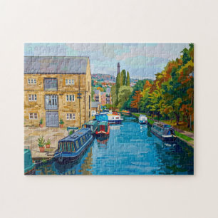 Sowerby Bridge Kanalbassin im Vintage-Stil Kunstpr