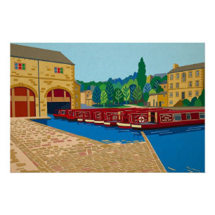 Sowerby Bridge Kanalbassin Matisse-Stil-Kunst Poster