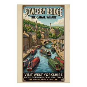 Sowerby Bridge Kanalhafen-Reiseposter Poster