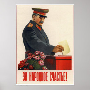Sowjetische Propaganda Stalin 1950 UDSSR Poster