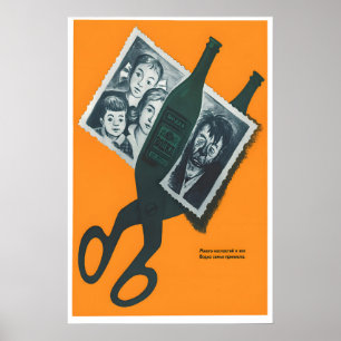 Sowjetisches Anti-Alkohol-Plakat – Vintage Russisc Poster