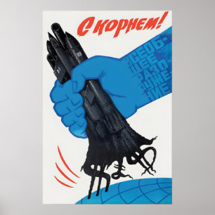 Sowjetisches Propagandaplakat Bei der Wurzel Anti- Poster