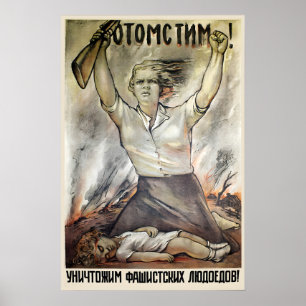 Sowjetisches Propagandaplakat Rache! Lasst uns Poster