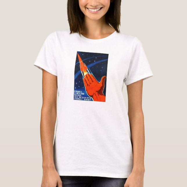 Sowjetisches Raum-Propaganda-Plakat-Shirt T-Shirt (Vorderseite)
