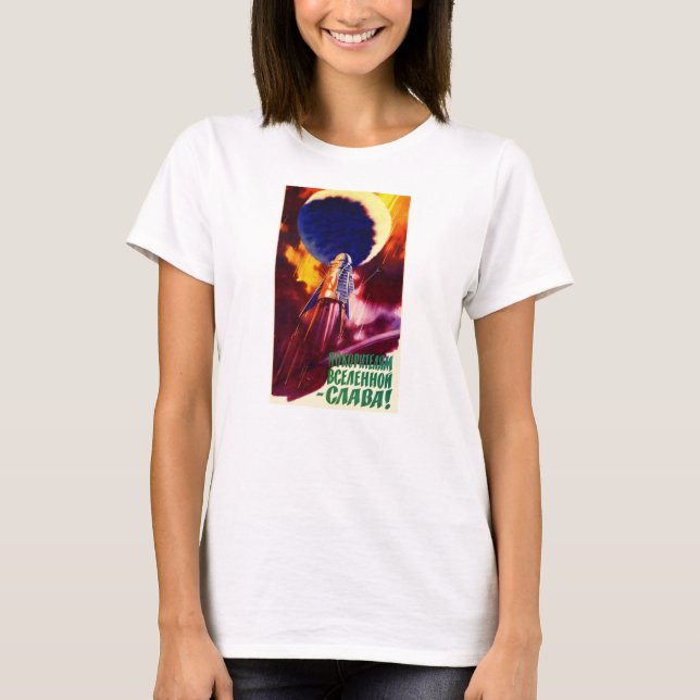 Sowjetisches Raum-Propaganda-Plakat-Shirt T-Shirt (Vorderseite)