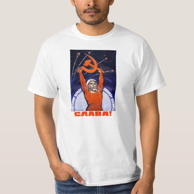 Sowjetisches Raum-Propaganda-Plakat-Shirt T-Shirt (Vorderseite)