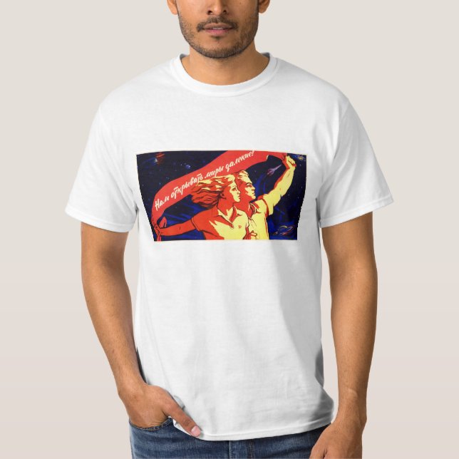 Sowjetisches Raum-Propaganda-Plakat-Shirt T-Shirt (Vorderseite)