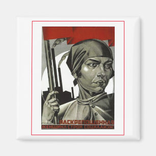 Sowjetposter Poster - Kunst Frau Starkes Gesicht Magnet