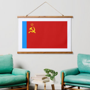 Sowjetrussland-Flagge, UdSSR, CCCP, Kommunismus, L Wandteppich Mit Holzrahmen