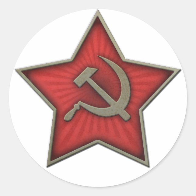 Sowjetsternhammer und Sichelkommunist Runder Aufkleber (Vorderseite)