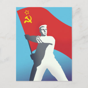 Sowjetunion Arbeiter Vintage-Kunst druck. Postkarte